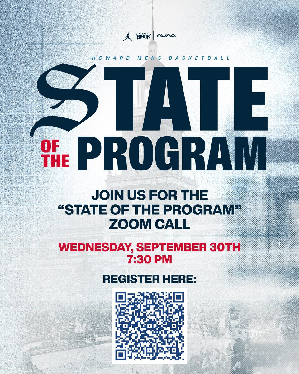 HUMensBB's tweet photo. 🏀 Tonight is the night!

Join us for the Howard Men’s Basketball State of the Program tonight on Zoom at 7:30pm EST

Hear from Coach Kenny Blakeney and members of the team as we look ahead to the 26-27 season and continue building The Dream Factory!

Register ⬇️ 

https://t.co/goiRBjBRqs