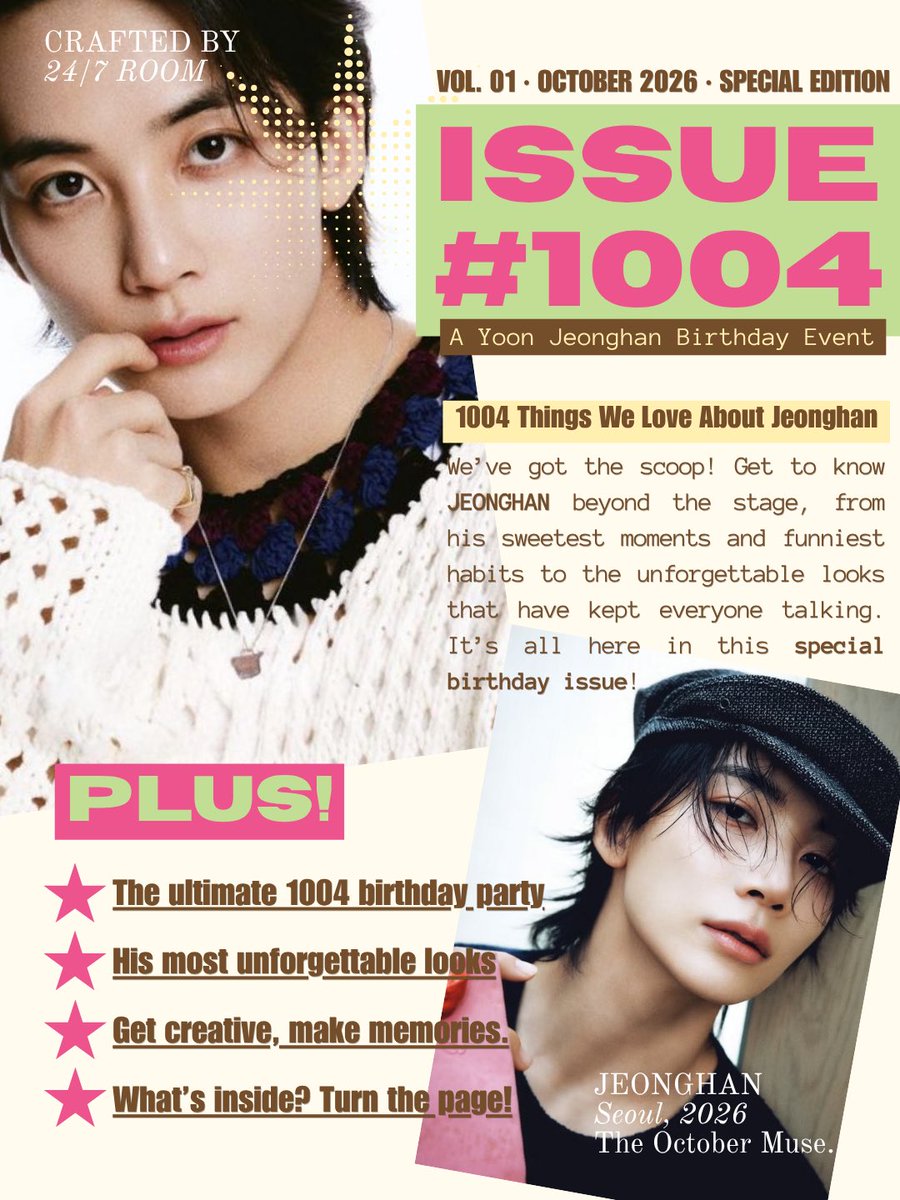 247__room's tweet photo. A special issue is coming! Get ready to cut, stick, and journal together ✂️ 🪽

ISSUE #1004: A Yoon Jeonghan Birthday Event
★ 17 Oct 2026 
★ Jakarta, Indonesia

RSVP on 3 Oct 2026

#ISSUE1004
#247ROOM https://t.co/S8Bkahe2Tv