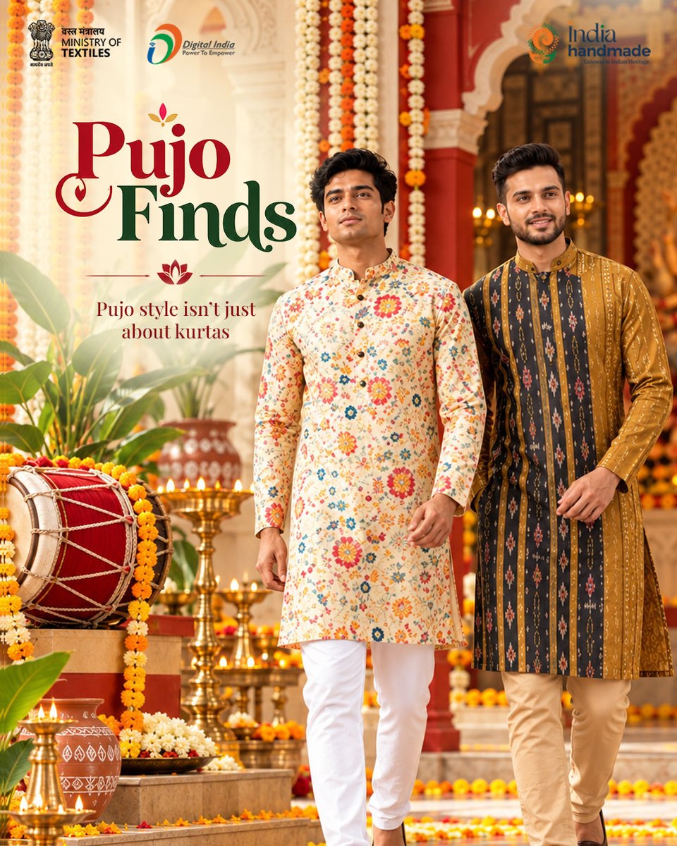 Indiahandmade_'s tweet photo. Pujo style goes beyond sarees! ✨ Celebrate in handloom shirts, classic kurtas and traditional textiles that bring comfort and Indian craftsmanship to your festive look. 🌺
Shop your Pujo menswear favourites at Indiahandmade! 🛍️
#DurgaPuja #Pujo #Handloom #IndianMenswear https://t.co/V4mz4mWUdP