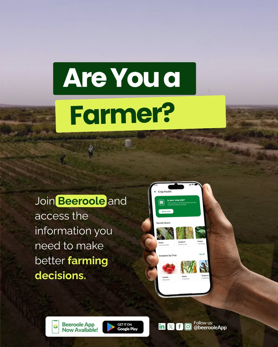 beerooleApp's tweet photo. Are you a farmer? Join Beeroole and access the information you need to make better farming decisions. https://t.co/IMZL2xl3tR