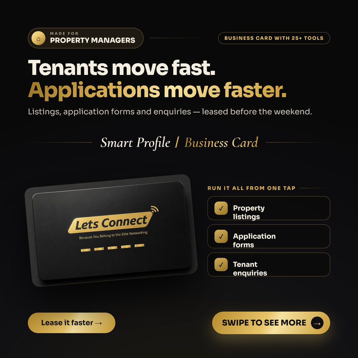 letsconnectcard's tweet photo. Tenants move fast. Applications move faster. 🏠

Listings, application forms &amp; enquiries — leased before the weekend. One tap shares property listings, application forms and tenant enquiries.

£49 lifetime at letsconnectcard

#PropertyManagement #NFCBusinessCard https://t.co/JVrTBP0Vk3