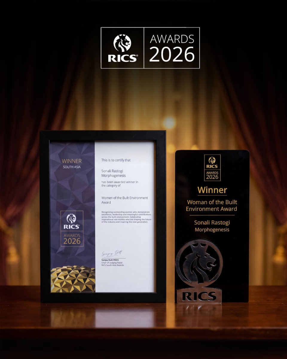 _morphogenesis's tweet photo. Sonali Rastogi, Founder &amp; Vice Chairperson of Morphogenesis, has been honoured with the Woman of the Built Environment Award at the RICS Awards 2026, South Asia, recognising her leadership and commitment to responsible, equitable architecture. https://t.co/kEXGCmN8v6
