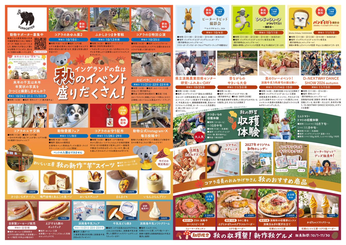 englandhill_zoo's tweet photo. 秋のイベントチラシができました！
秋のイングランドの丘で心ゆくまで最高の休日をお楽しみください@(・●・)@ https://t.co/AxbAmbSKdw