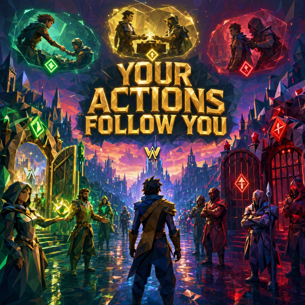 AIWORLDSGAMES's tweet photo. ⭐ What if player reputation became a real mechanic?

Help others → people trust you.

Keep your promises → new opportunities appear.

Betray your allies → future interactions change.

Reputation could shape how the world treats you.

👉 https://t.co/2eHVhLCfQa https://t.co/RojJxB7Sjj