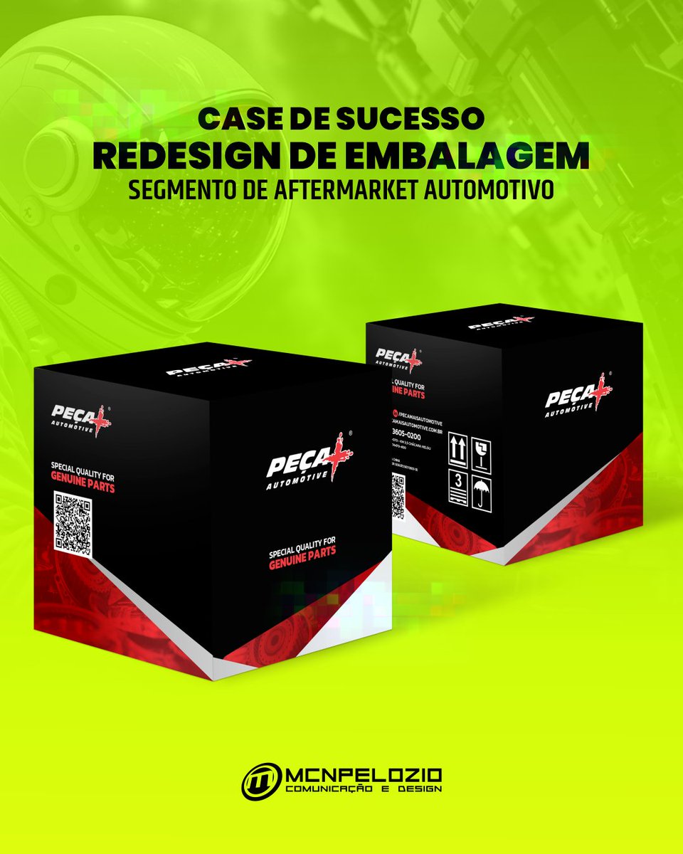 mcnpelozio's tweet photo. Uma embalagem profissional aumenta a percepção de valor antes mesmo de o cliente conhecer a peça.

No redesign da Peça Mais Automotive, construímos uma identidade visual forte, técnica e coerente com o mercado de reposição automotiva. https://t.co/6Kq3Zx3wZa