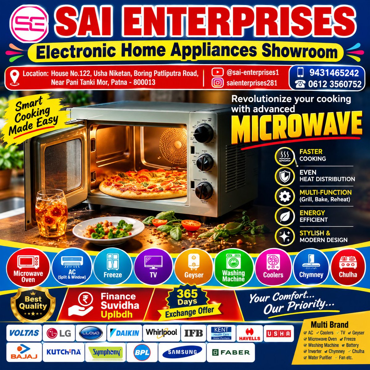 SaiEnt786786's tweet photo. #SaiEnterprises #SaiEnterprisesPatna #PatnaElectronics #Patna #Bihar #ElectronicHomeAppliances #HomeAppliances #ElectronicsShowroom #MultiBrandAC #Voltas #LG #Lloyd #Daikin #Whirlpool #IFB #Kent #Havells #Usha #Bajaj #Kutchina #Symphony #Samsung #Faber #TV #Cooler #Geyser https://t.co/OhafByl9AM