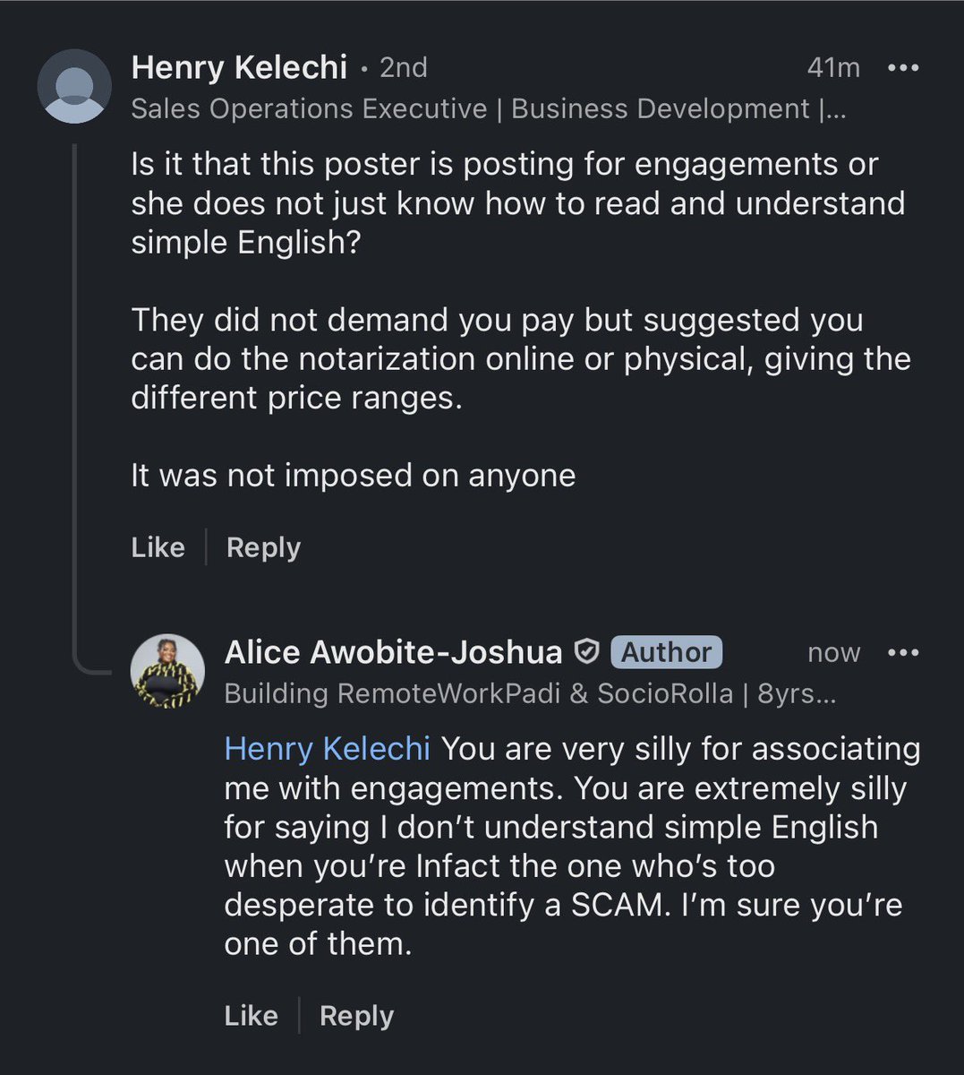 thetechychef's tweet photo. I made this post on LinkedIn and some people have been dragging me 😂

I say make I help jobseekers create awareness but same jobseekers dey drag me. 

I don wash my hand commot ✌️ https://t.co/o9lgorvnzG