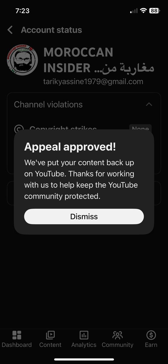 tarikyassine5's tweet photo. @TeamYouTube Hi YouTube Team, I still have the warning remains in my channel after tow years even I did the community guideline training and even it showing approval on the screenshot as you see. Can you delete the warning please ?
Thanks https://t.co/zmd5PzqPwt