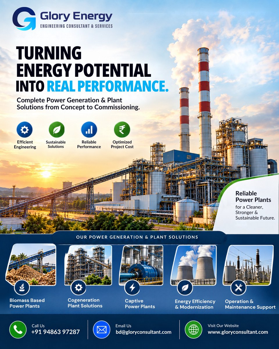 EnergyGlor50505's tweet photo. ⚡ Turning Energy Potential Into Real Performance.

📞 +91 94863 97287
🌐 https://t.co/IVfciycu15
Planning a power project? Let's talk.
#PowerGeneration #PowerPlant #Cogeneration #BiomassEnergy #EnergyEngineering #IndustrialEngineering #EPC #PlantEngineering https://t.co/rXhjPXEf5c