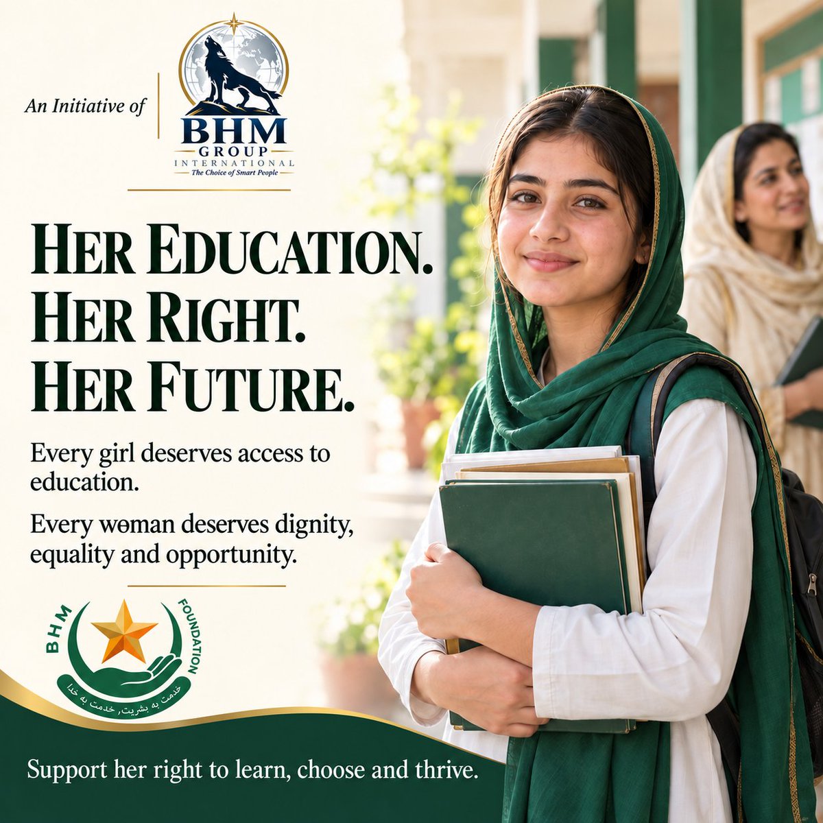BHMFoundation's tweet photo. Every girl deserves the chance to learn. Every woman deserves dignity, equality and the freedom to shape her future.

Stand up for girls’ education and women’s rights. Together, we can challenge barriers and encourage equal opportunities. 💚 https://t.co/fUnjnPZUcQ