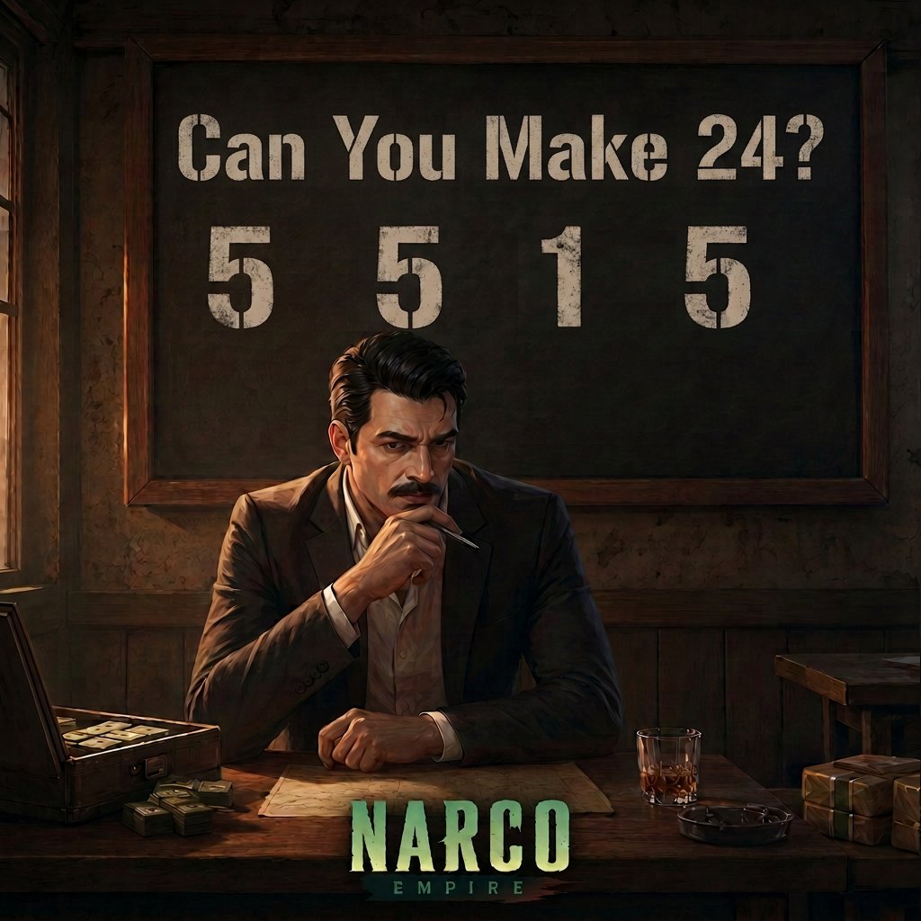 narco_empire's tweet photo. In Duke City, a patrón who can’t do the math will sooner or later have his rivals settle the score with him. Now, can you use 1, 5, 5, and 5 to make 24? Drop your answer in the comments and prove your worth. 
#NarcoEmpire #DukeCity https://t.co/ufvH306NQL