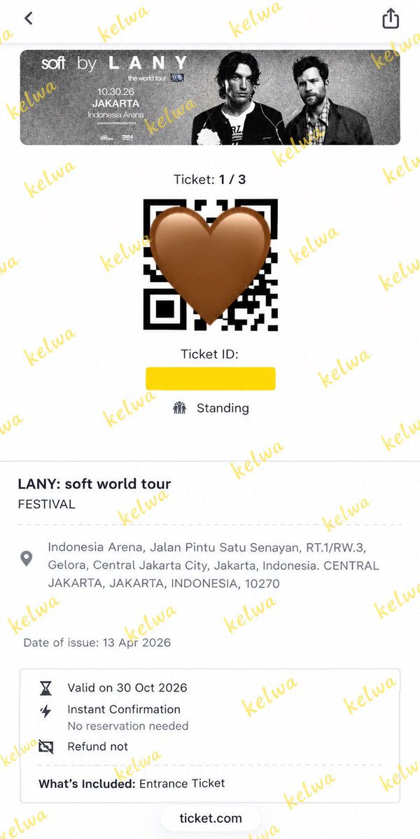 aeunciw's tweet photo. WTS LANY: soft world tour concert in Jakarta 2026

29&30 Oktober 2026

🌟 FESTIVAL - 3 tix 
💸 2,600k

🌟 CAT 4 - 6 tix
💸 1,400k

🌟 CAT 5 - 4 tix
💸 950k

✅Tiket atas nama pribadi
✅Ready PDF
✅Trusted, proof check pinned tweet

Tag. Wts wtb tiket konser lany jakarta cat 1 2 3 4 5 festival