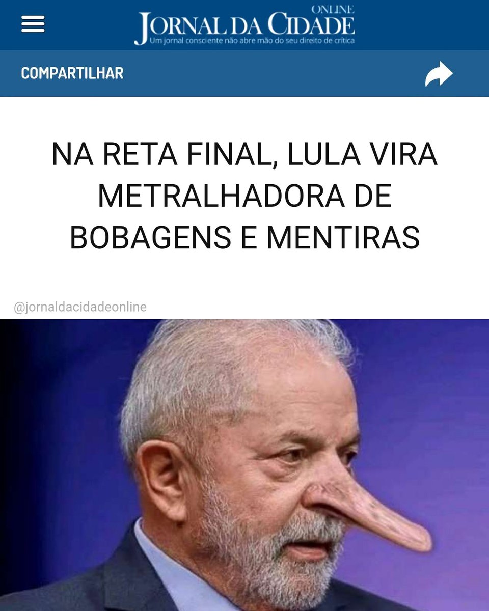 JornalDaCidadeO's tweet photo. NA RETA FINAL, LULA VIRA METRALHADORA DE BOBAGENS E MENTIRAS

Quem fala muito dá bom dia a cavalo, diz o ditado. Lula fala muito. E, cada vez mais, quando fala, é uma metralhadora de bobagens.

Ontem, poderia ter falado algo na linha “enquanto homem tem medo de toque, a mulher está acostumada a fazer exame ginecológico desde pequena”. Passaria batido. Mas o presidente, no meio do entusiasmo, usou a palavra “toque” para meninas também, o que é uma óbvia impropriedade.

A imprensa amiga veio em socorro. A manchete do Estadão, por exemplo, usa o termo “insinuação” para a interpretação de que Lula havia se referido a abuso sexual. Os advogados do PT usam o termo “descontextualização”. A frase completa está aí, sem cortes. Não há “insinuação” ou “descontextualização”, mas apenas uma interpretação plenamente possível.

Sinceramente, não acho que Lula estivesse se referindo a abuso sexual, e que as mulheres supostamente estão acostumadas a isso “desde pequenas”. Mas o uso do termo “toque”, de resto estranho a procedimentos ginecológicos femininos, foi, no mínimo, infeliz, e dá, sim, margem a outras interpretações. E não é preciso um vídeo do Nikolas para chamar a atenção para isso.

Mas queria chamar a atenção para outro ponto.

Lula parece aquele ex-jogador de futebol em atividade. Simplesmente dá pena de vê-lo em campo, considerando o quanto jogou em seu auge. Seu discurso ontem me chamou mais a atenção pelo todo do que pela frase polêmica. É o mesmo nhe-nhe-nhem de 20 anos atrás, as mesmas promessas, o mesmo estilo “sou povo como vocês”. Há 20 anos funcionava, hoje é o jogador que tenta os mesmos dribles do passado e só o que consegue é despertar alguma nostalgia de um tempo que já passou.

Até entendi, na época, sua vontade de disputar as eleições de 2022, dando a volta por cima depois de ser preso. Mas, se fosse realmente inteligente, teria preparado um seu sucessor para esta eleição. Preferiu a disputa pela reeleição, representando a figura de um político cansado e antiquado, a quem só importa manter-se no poder, como um típico caudilho latino americano. Patético.

PS.: Em um outro comício ontem, Lula lembrou os “boatos” sobre a Padroeira. Ou seja, algo que Lula efetivamente disse não pode ser usado contra ele pois se trataria de “insinuação” ou “descontextualização”, mas o candidato pode usar algo que o adversário não disse, e tudo certo. Flávio nem sequer falou sobre o assunto, ele não está sendo vítima de “insinuação” ou “descontextualização”. A coisa é mentira pura e simples.

Marcelo Guterman. Engenheiro de Produção pela Escola Politécnica da USP e mestre em Economia e Finanças pelo Insper.

Matéria do Jornal da Cidade Online