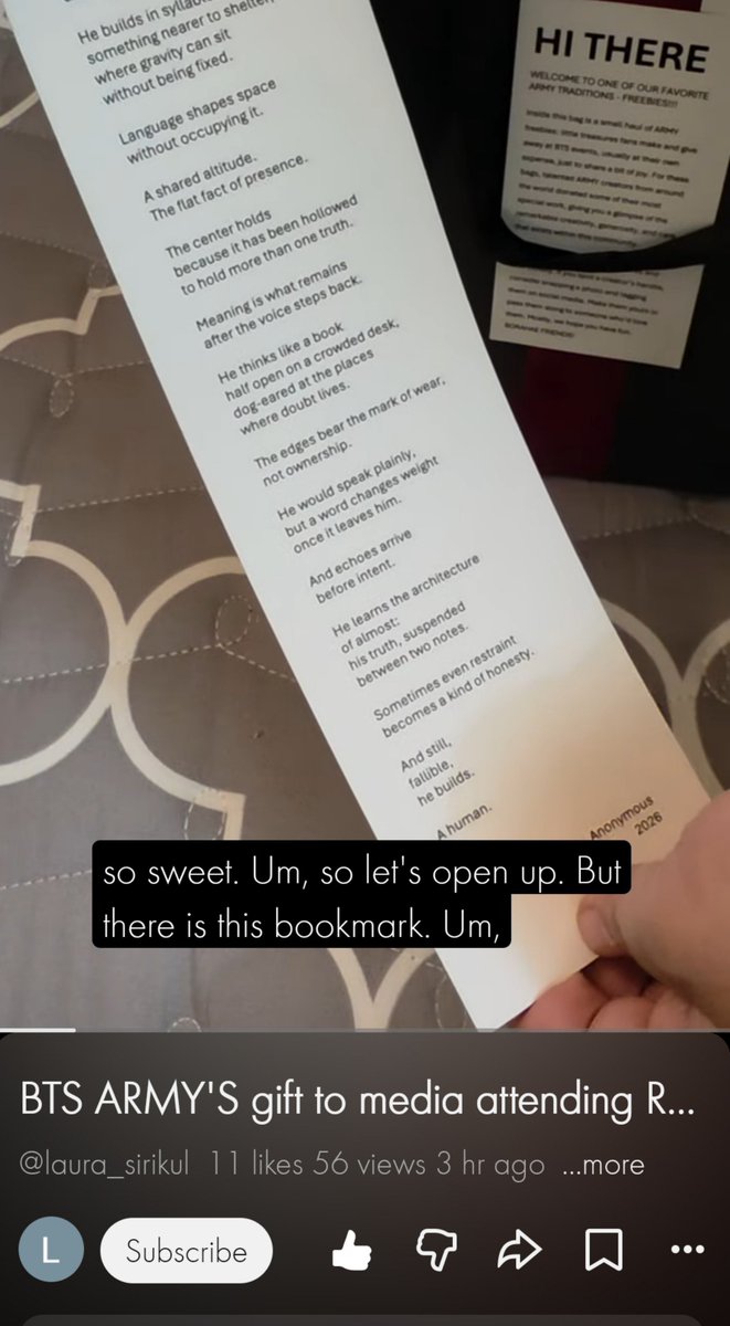 ivyvotesbangtan's tweet photo. Idk which one of you wrote this and put it in this bag but I see you, and I see you seeing him, and I love you for that https://t.co/OchKtaYjVa