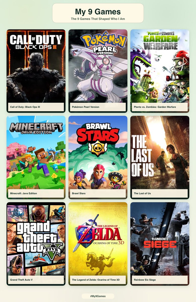 SymantecBS's tweet photo. Me and my 9 games that shaped who I am 🙂‍↕️ https://t.co/uIQRhkrq8R