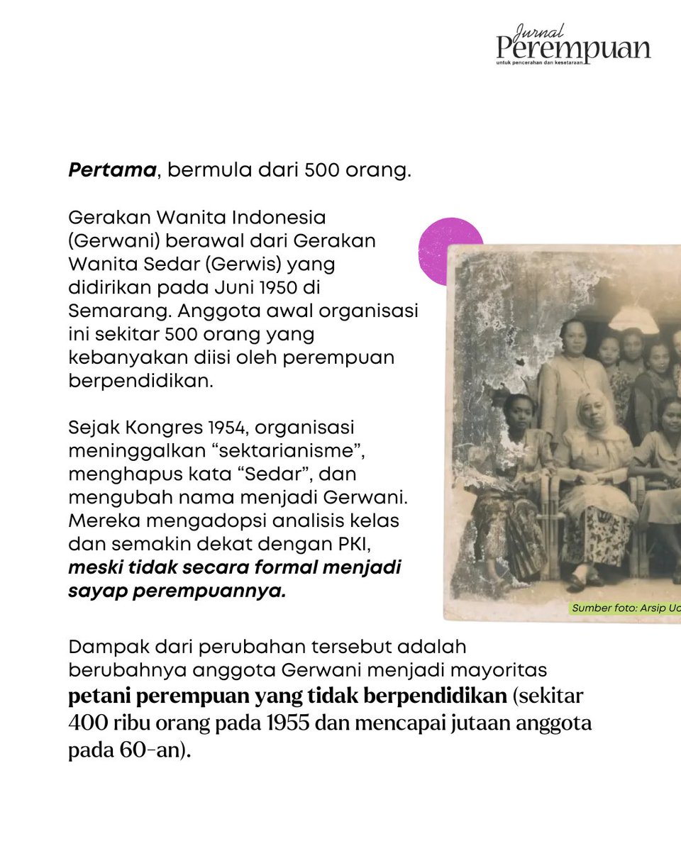 jurnalperempuan's tweet photo. (1)

Setiap 30 September, narasi yang beredar masif masih berputar pada para jenderal yang dibunuh. Pembicaraan mengenai pelaku tertuju kepada Gerwani, organisasi perempuan yang difitnah.

#SeptemberHitam https://t.co/DRbWpmfFgI