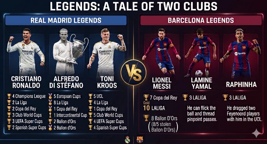 ediong_RMCF's tweet photo. Real Madrid &amp; Barcelona Legends
and Why They’re Legends. https://t.co/fzXzaiC5Kk