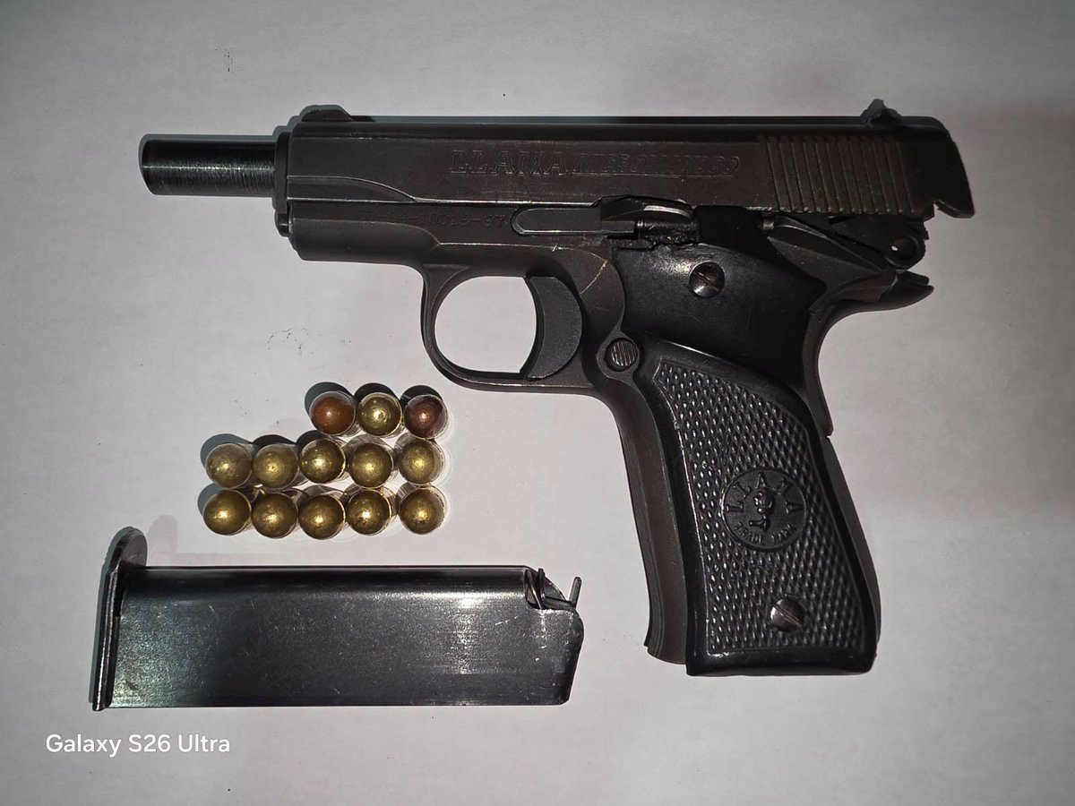 SAPoliceService's tweet photo. #sapsWC [OPERATION PROSPER RECOVERS PROHIBITED FIREARMS IN KEWTOWN ATHLONE]
Members of #OperationProsper arrested two male suspects for firearm related offences in Kewtown, Athlone on Tuesday, 29/09.

The team conducted an intelligence driven operation in the area and confiscated a firearm with 13 rounds of ammo at a house in Nerina Close. A 39yr-old male suspect was arrested for possession of an unlicensed firearm.

They proceeded to a second address in Koodoo Street, where they seized a 9mm pistol without a serial number and six rounds of ammunition. Police arrested a 38yr-old male suspect for possession of a prohibited firearm.

Both suspects will appear before the Athlone Magistrate’s Court, soon. #GunsOffTheStreets ME
https://t.co/xIHycwjdSx