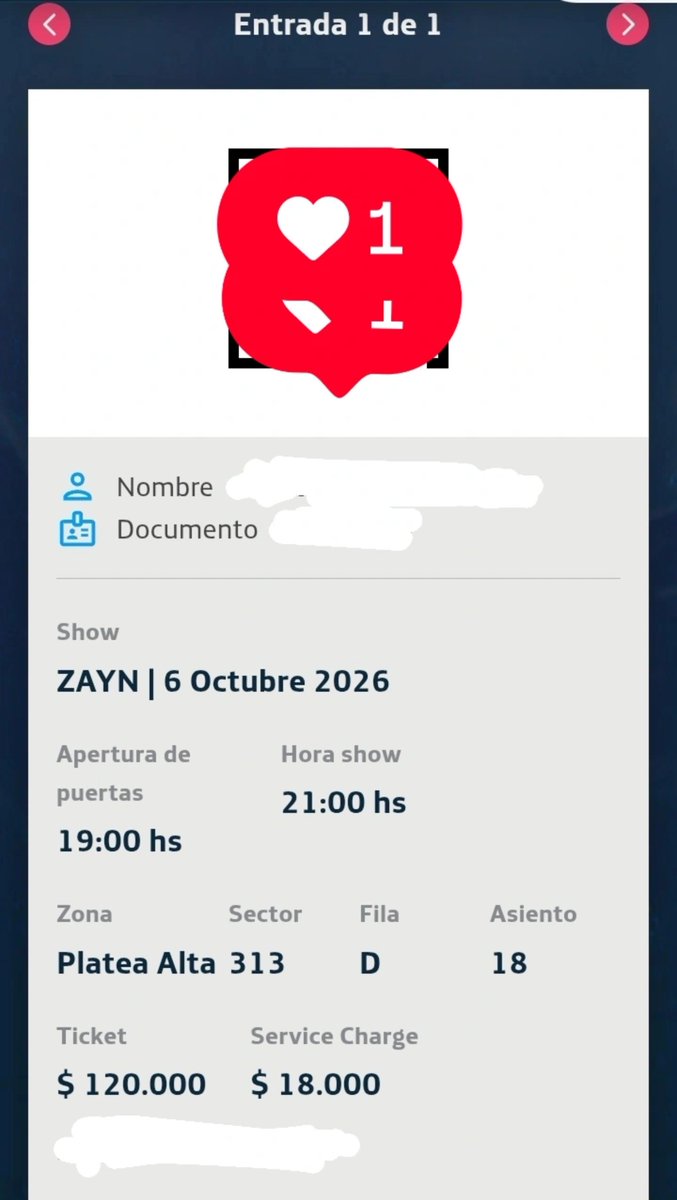 dearimposter's tweet photo. VENDO ENTRADA DE ZAYN
La vendo barata, ya tengo habilitado el qr y hago entrega presencial si son de buenos aires

Zayn /Movistar Arena / Vendo / Compro https://t.co/VnppneZLin