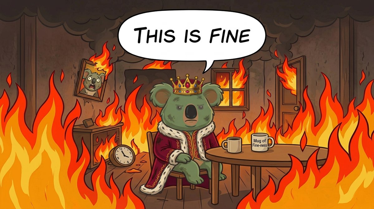 KOALAonSOL's tweet photo. When the market is burning but you're just waiting for KOALA to launch. https://t.co/XHUCF8p8T7