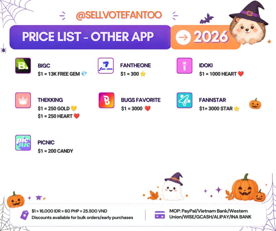 sellvotefantoo's tweet photo. AVAILABLE FOR SALE/RESERVATION ✨

🍒 MNET PLUS
🍒 DUCKAD
🍒 IDOL CHAMP
🍒 MUBEAT
🍒 MY1PICK
🍒 HIGHER
🍒 CELEB CHAMP
🍒 KOOKY
....
💰Paypal/Vietnam Bank/WU/WISE/GCASH/ALIPAY/INA BANK
📩 Available apps not included in the price list
💌DM for more info/purchase/reserve/RT deal https://t.co/UtMKgEgoGm