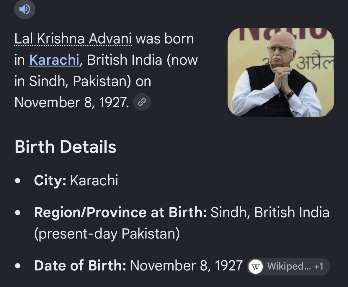 2022Mains's tweet photo. @VinamreKasanaa He is right 
Lk advani was born in Karachi https://t.co/LNlTfl0PEI