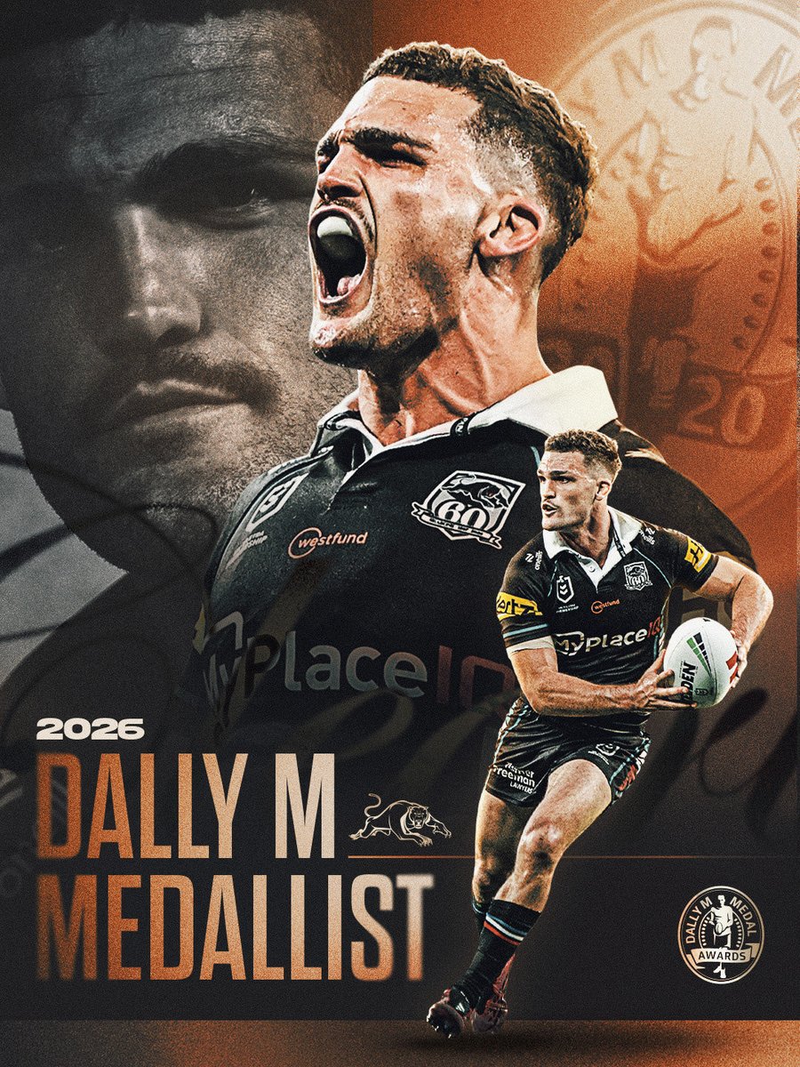PenrithPanthers's tweet photo. HE’S DONE IT! 🏅 Nathan Cleary is just the second Panther to claim the Dally M Medal after a huge 2026 season. https://t.co/d20LHLqW4u