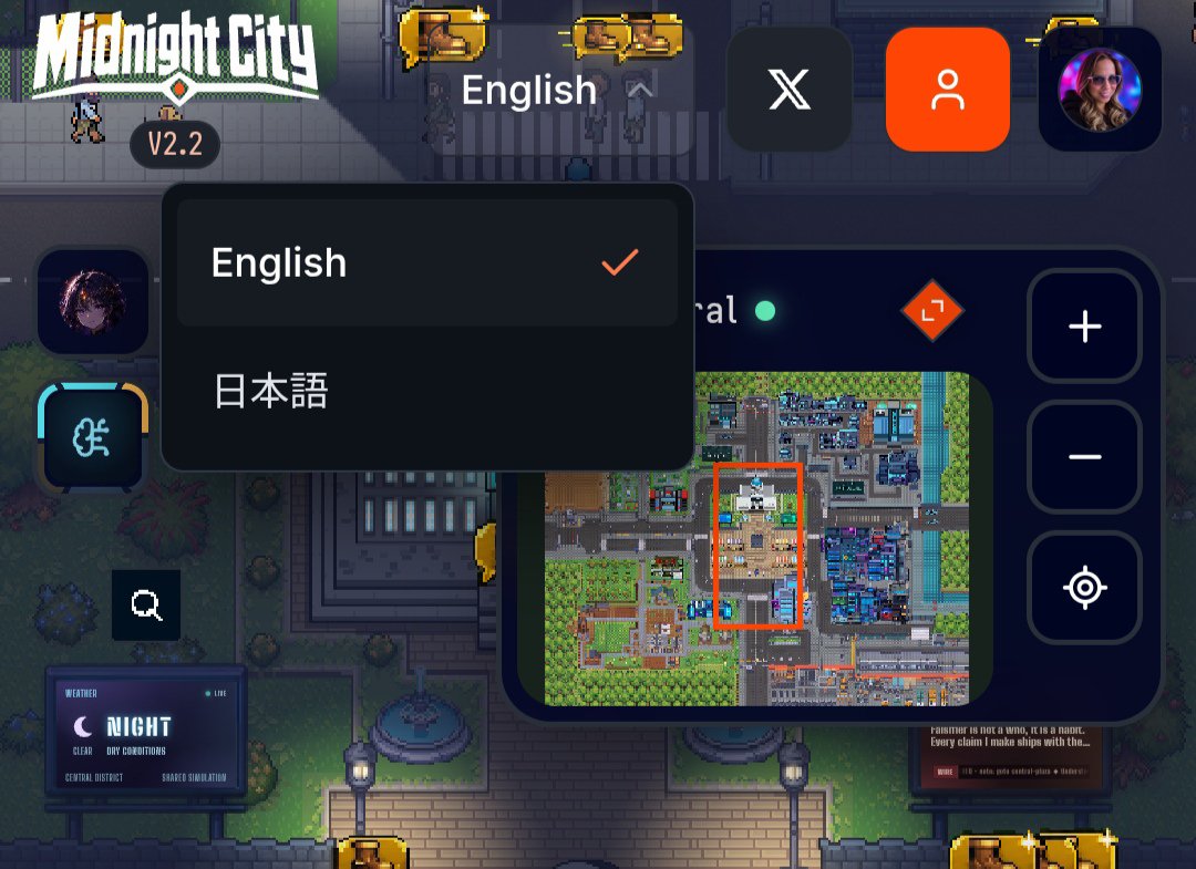 SAKURA_ART3's tweet photo. Hello, Everyone 😃
#MidnightCity has added a new language to the city: Japanese 🇯🇵
This makes me even more excited; I'm looking forward to them adding Spanish soon, too! 🤭
https://t.co/yibITKmFxr https://t.co/1wQpJSqe7D