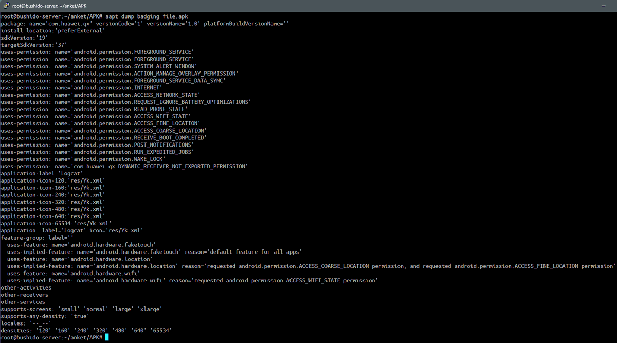 redrabytes's tweet photo. New malicious APK — two-stage native implant posing as a Huawei SDK.

Fake system "Logcat" app (com[.]huawei[.]qx): hidden from recents, boot persistence, overlay perms, native ARMv7 payload.

#Android #Malware #ThreatIntel #DFIR #Mirai #Botnet https://t.co/jXHXXTsVCM