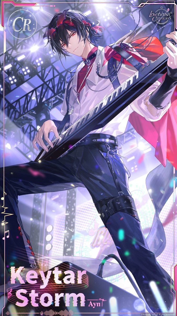 LBChronicles_EN's tweet photo. #TravelersHeartLoversSong

🖼️ Ayn CR - Keytar Storm 🖼️
"You arrived? Follow the rhythm and... I'm right here."

From October 8 to October 15, complete event quests to obtain Ayn CR [Keytar Storm]. This Dynamic Illustra comes with Date music and a matching Whispers.

※ [Traveler's Heart, Lover's Song] Long-Term Quest Details: From September 10 to October 15, 1 male character's CR Illustra can be obtained each week.
※ Weekly quests for [Traveler's Heart, Lover's Song] include [Use Old Dutch Paint], which can be completed in any Gallery (Illustra Pool) during that week. By completing the [Use Old Dutch Paint to Sketch 10 times] quest, you can directly obtain that week's Illustra. Once obtained, level it up to receive the corresponding Impression Illustra and max it out for free.
※ Earn enough points over the 5-week quest event to claim one Illustra from this series for free (1 only). This is the only chance to obtain these Illustras through quests, after which the series will return via Direct Buy.

#LovebrushChronicles #Ayn