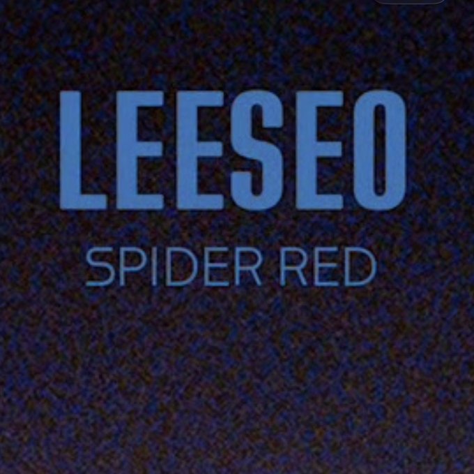 A dark blue textured title card displaying the text 'LEESEO' in large letters above the subtitle 'SPIDER RED'.