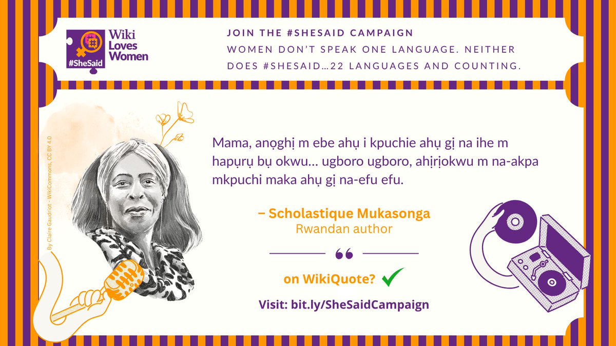 WikiLovesWomen's tweet photo. Women don’t speak in one language.

Neither should #SheSaid. 🌍

Which women’s words are missing from Wikiquote in yours? 👉 https://t.co/FJMHyqWzvj

#SheSaid2026 https://t.co/ycZ5h4uKMX