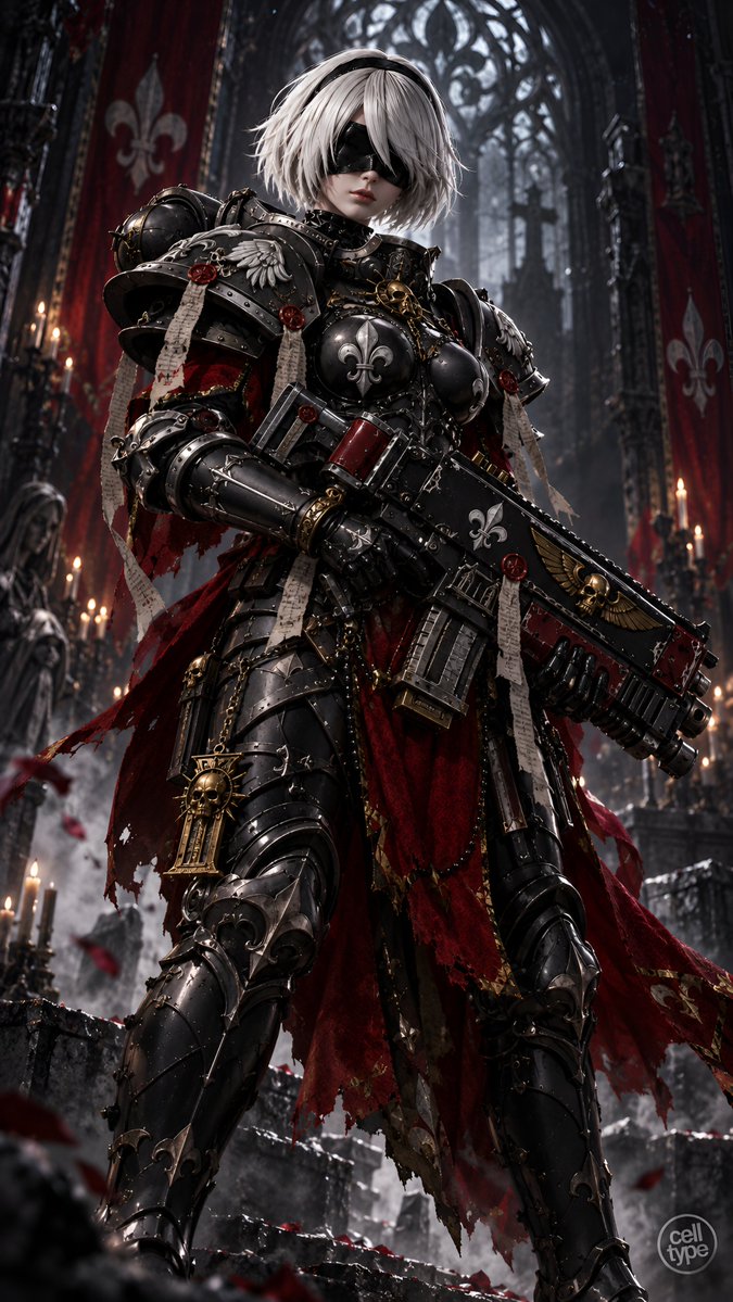 Troton3g's tweet photo. #AIart️️️️️️️️️️️️️️️️️️️️️️️️️️️️️️️️️️️️️️️️️️️️️️️️️️️ #WH40k #Nier     
2B \ Nier   
Adepte Saroritas https://t.co/h5Kl04PHbm