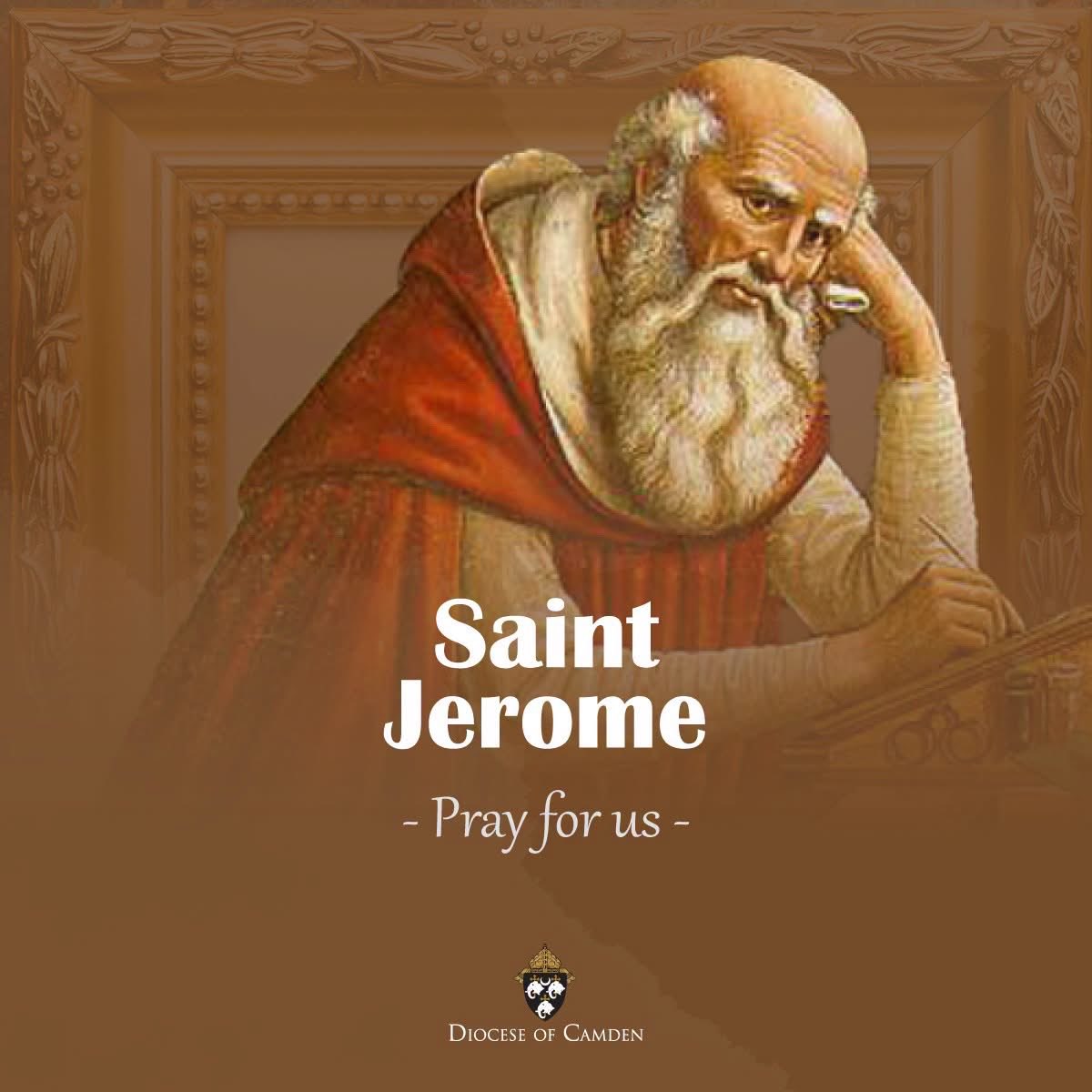 camdendiocese's tweet photo. “Ignorance of the Scriptures is ignorance of Christ.”
Today we celebrate the Memorial of #StJerome, priest and Doctor of the Church, whose life was devoted to studying, translating and proclaiming the Word of God.
#SaintJerome, patron saint of librarians, translators, #prayforus! https://t.co/klZ4Z4ZnjO