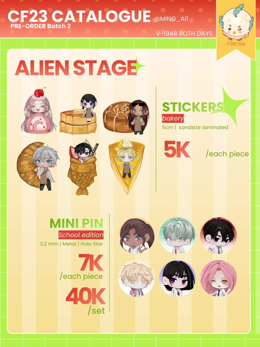 ming_ai1's tweet photo. 🔃 and 🩷 are very appreciated!
Batch 2 of my #Cf23 PO ots and mail order is open (ヽ´ω`)

🍱 Alien stage, Mahoyaku/mhyk, ORV, Utaite
📍Jidation V-19 ab
🔗 https://t.co/U6ivjNqU7m
🗓 30 september  - 7 october 2026

[1/2]
#Comifuro23 #comifuro23catalogue https://t.co/R2N4jcdZVd