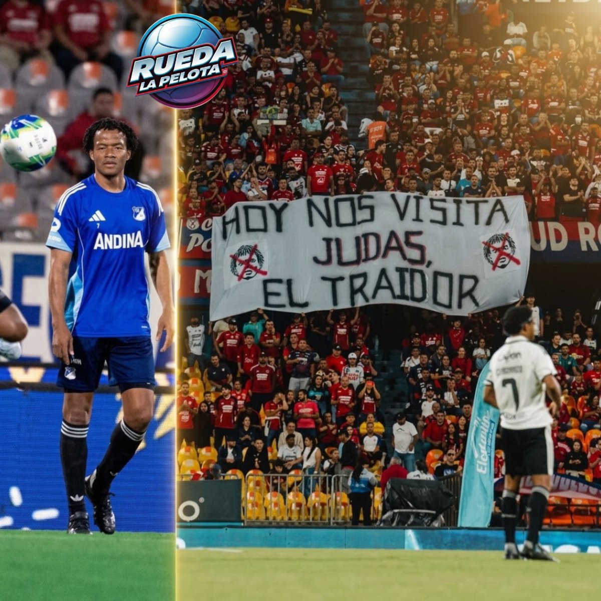 RuedalaPelota10's tweet photo. 🔥 ¡Tensión en la hinchada! Así recibieron los fanáticos del Medellín a Juan Guillermo Cuadrado con un mensaje contundente: "JUDAS Y TRAIDOR".
¿Qué opinas de esta reacción? ¡Te leemos en los comentarios! 👇👀
#RuedalaPelota #Cuadrado #DIM #Poderoso #FutbolColombiano #LigaBetPlay https://t.co/wBff6uI6wk