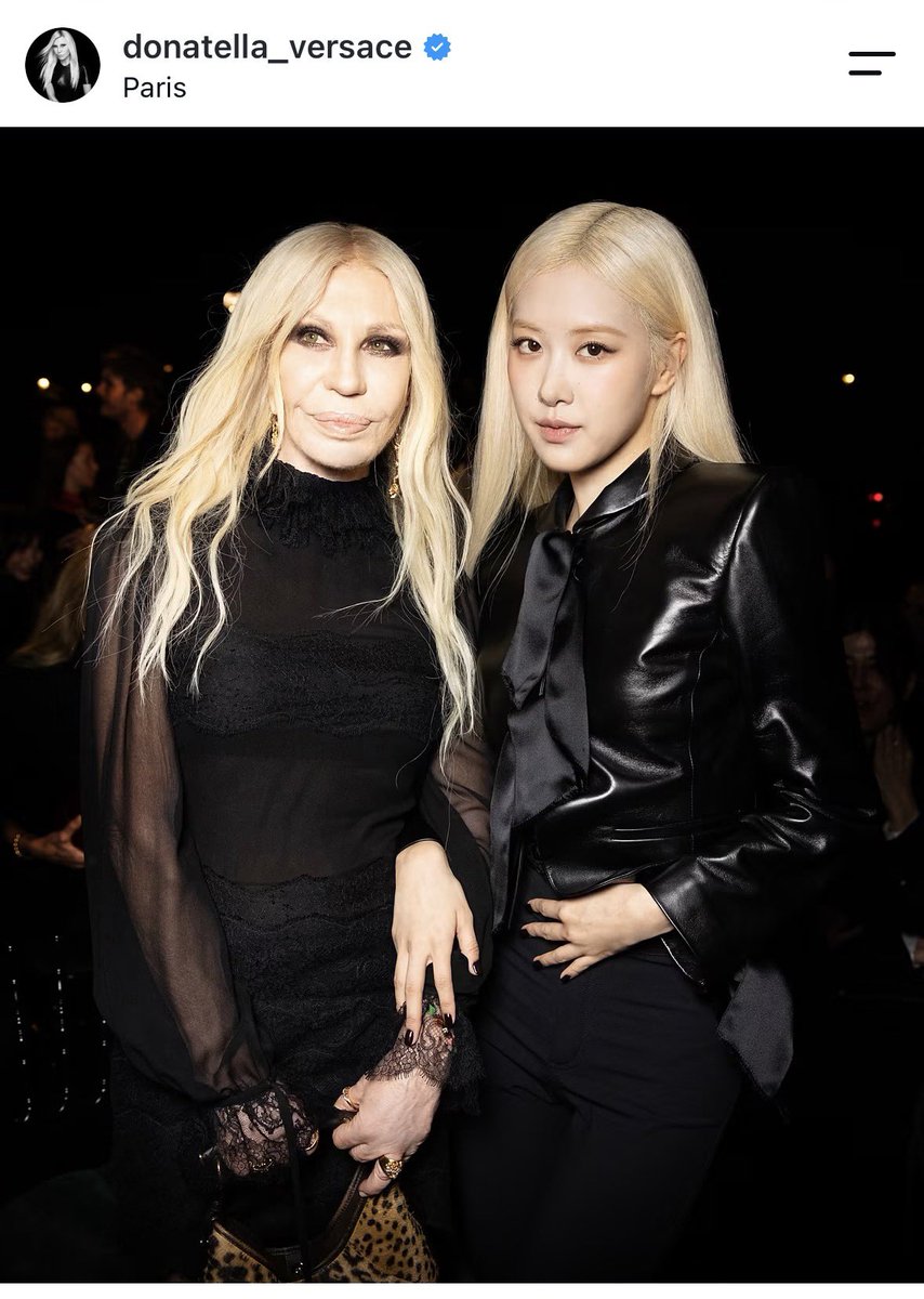 CharliexRosie's tweet photo. Donatella Versace IG update with ROSÉ 🖤 https://t.co/s0x4ZjfsB3