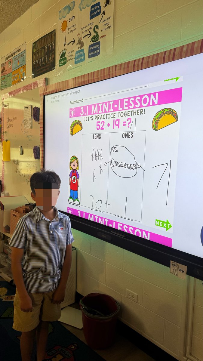 cantusclass's tweet photo. REGROUPING IN 2nd!!! 

This taco theme was so fun and they loved having a CORRECT answer and a PERFECT taco 🌮 

@MSTMAGNET https://t.co/P0ncwv3oox