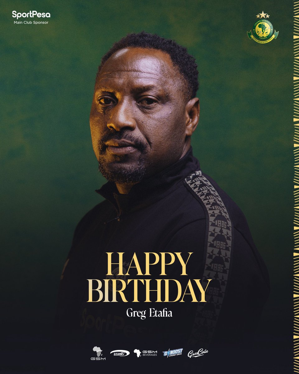 YoungAfricansSC's tweet photo. Happy Birthday kocha wetu wa magolikipa Greg Etafia 🎉 

#TimuYaWananchi 
#DaimaMbeleNyumaMwiko https://t.co/zQJox0bmcI