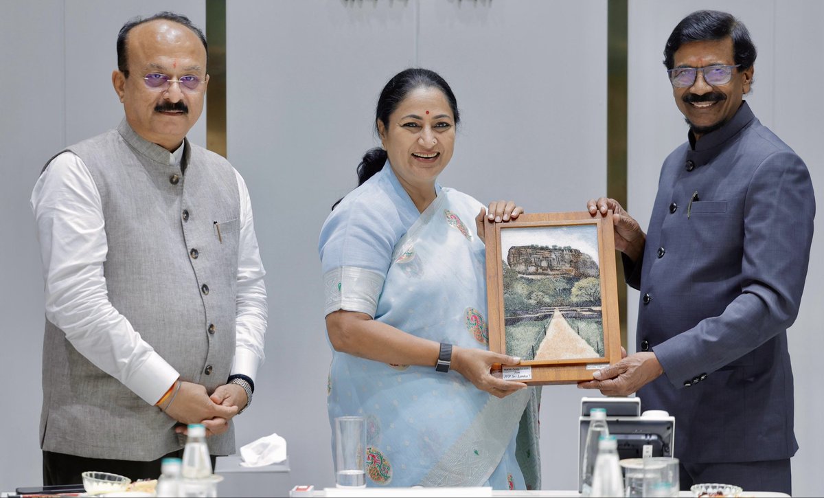 gupta_rekha's tweet photo. Had a productive interaction with a delegation from Sri Lanka’s ruling political party, Janatha Vimukthi Peramuna (JVP), led by General Secretary Mr Tilvin Silva, along with Smt Chandrika Adikari, MP Shri Aboobucker Athambawa, Shri Kabilan Suntharamoorthy and Ms Kalpana Madhubhashini.

We exchanged perspectives on governance and public service. Discussions on Delhi Government’s key achievements, best practices and ten major initiatives reflected how people-centric governance is bringing meaningful change to everyday lives. The delegation also shared similar initiatives and governance experiences from Sri Lanka.

India and Sri Lanka share deep civilisational ties and close people-to-people bonds. Such exchanges deepen mutual understanding and further strengthen the enduring partnership between our two nations.

Cabinet colleague Shri Ashish Sood Ji, BJP Foreign Affairs Department In-charge Dr @vijai63 Ji, and Dr Ashwin Johar Ji from the Foreign Affairs Department were also present.

@ashishsood_bjp 
@joharashwin