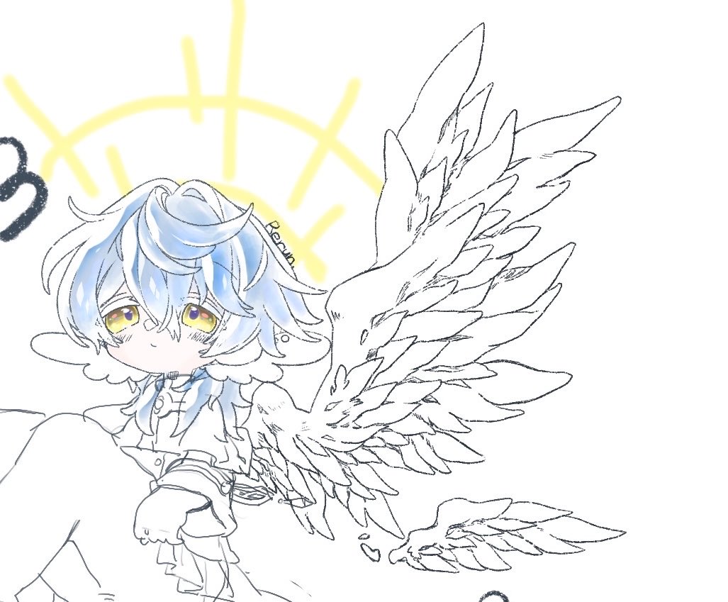 Rerun783828's tweet photo. 脳みそ空っぽでウヒヒ！翼！楽しいぜ！とガシガシ描いてたけど耳羽のデフォルメ感と全く一致していないため没になりそうな翼くん https://t.co/QDaOjdxtSq