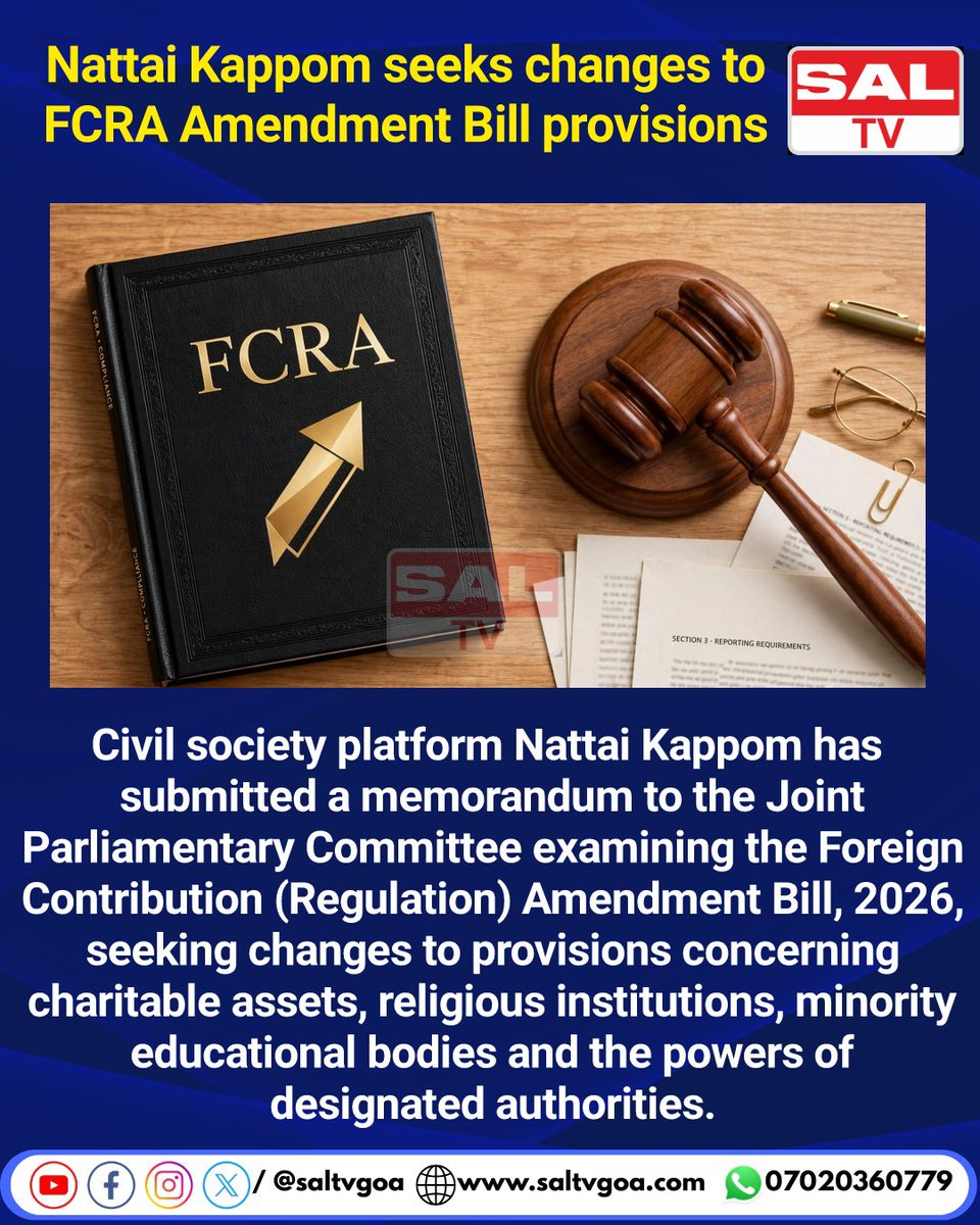 SaLtvgoa's tweet photo. Nattai kappom Seeks change to FCRA amendment bill provisions
🔴Get the latest headlines, updates, and live streams—follow SAL TV now!
#nattaikappom #amendmentbill #newsupdate #saltv #goa https://t.co/NrMilhzL8W