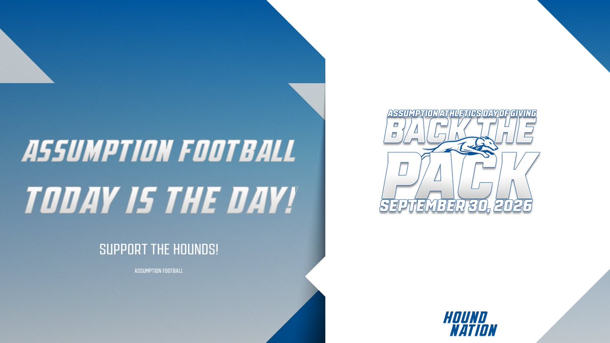 AssumptionFB's tweet photo. Today is the day! Assumption Football needs you as your support makes a differenceโjoin us in our race to 120 donors! Compete!
https://t.co/qDkesH7A0N
#Houndnation
#Advantage https://t.co/ldUD2uIvuC