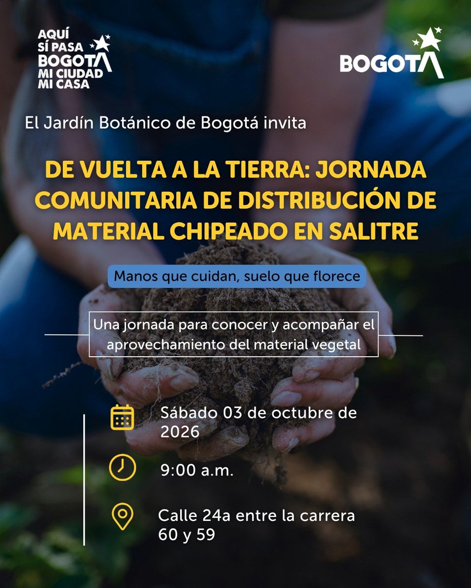SalitreOriental's tweet photo. #Vecinos. Cordialmente invitados a la jornada de distribución de material para revitalizar nuestras zonas verdes. Con el acompañamiento del @JBotanicoBogota 📍Calle 24A entre 59 y 60. Invita Veeduria Ambiental de Ciudad Salitre #VACSE #Comunidad #Responsabilidad #Cooperación https://t.co/vQfezl4oze