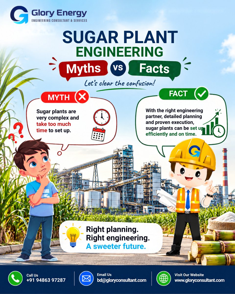 EnergyGlor50505's tweet photo. 🏭 Is setting up a sugar plant really too complex?

📞 +91 94863 97287
🌐 https://t.co/IVfciycu15
👉 Planning a sugar plant project? Let's talk.

#SugarPlant #SugarEngineering #SugarIndustry #EPC #PlantEngineering #IndustrialEngineering #ProjectEngineering https://t.co/ByWqnXfSKG