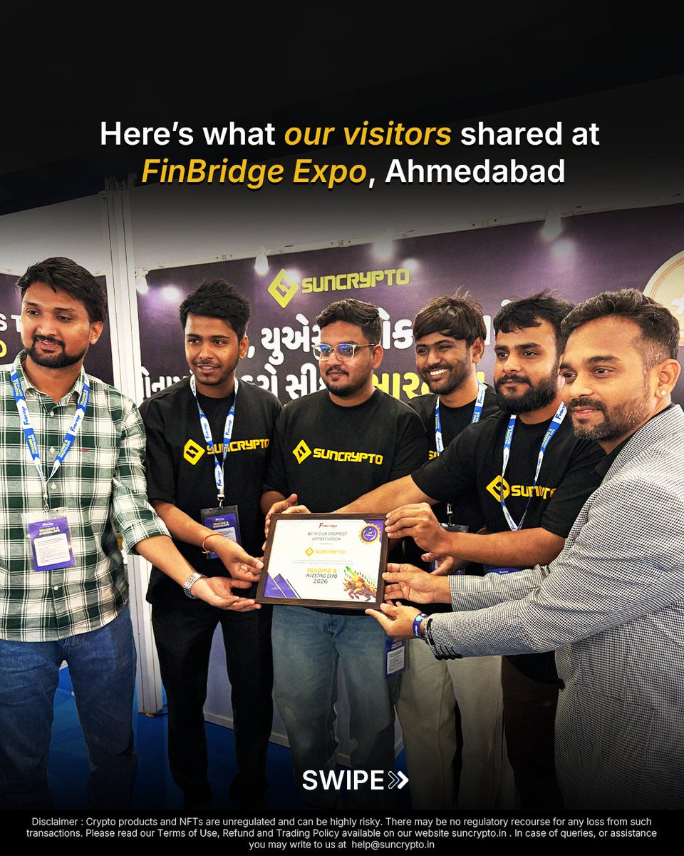 suncryptoin's tweet photo. We met, we talked, we exchanged ideas.
Here’s what we heard, learned and experienced through the conversations with our visitors at @FinbridgeExpo, Ahmedabad.
#SunCrypto #FinBridgeExpo #CryptoIndia #ahmedabad https://t.co/9KyjixWoNx
