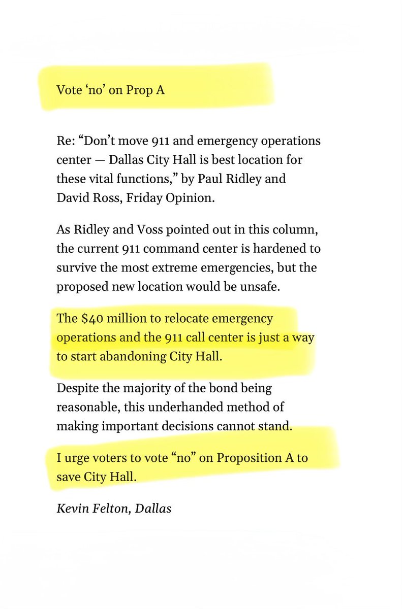 BustTheBond's tweet photo. Public safety advocates agree, Bust The Bond! It's too much debt and a prelude to the abandonment of City Hall. Thank you to another DMN reader who makes this point. https://t.co/EDSzKwuqfw