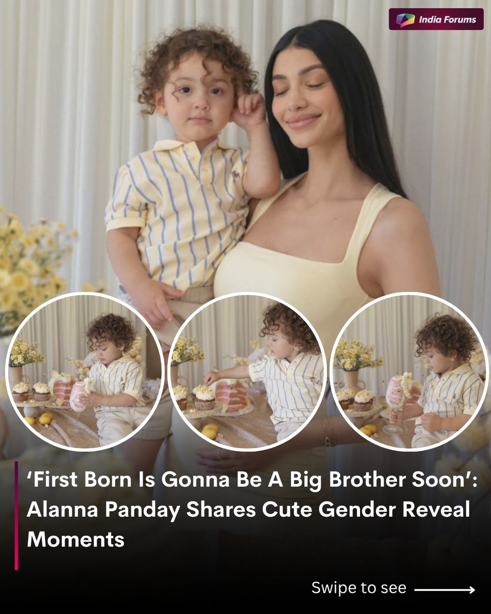 indiaforums's tweet photo. Alanna Panday shared a glimpse of her gender reveal celebrations, marking a special new chapter for her family. With her firstborn now getting ready to become a big brother, Alanna reflected on how quickly time has flown.
.
.
.
#AlannaPanday #GenderReveal #BabyNews #CelebrityNews #IndiaForums