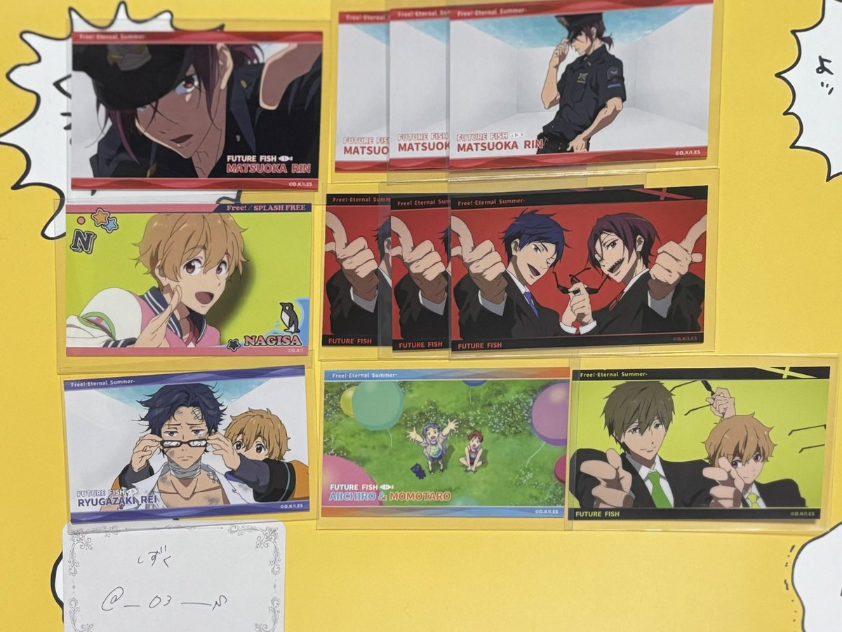 __O3__s's tweet photo. 【交換/譲渡】Free! ブロマイドコレクション ED Ending Scene

譲▶︎画像1~3

求▶︎画像4(💖>❤️>🩵)or定価+送料(4枚まとめて〜)

鳥取10.11.12日手渡し可能です。検索からでもお気軽にお声かけください！ https://t.co/Fm5kZQNpdJ