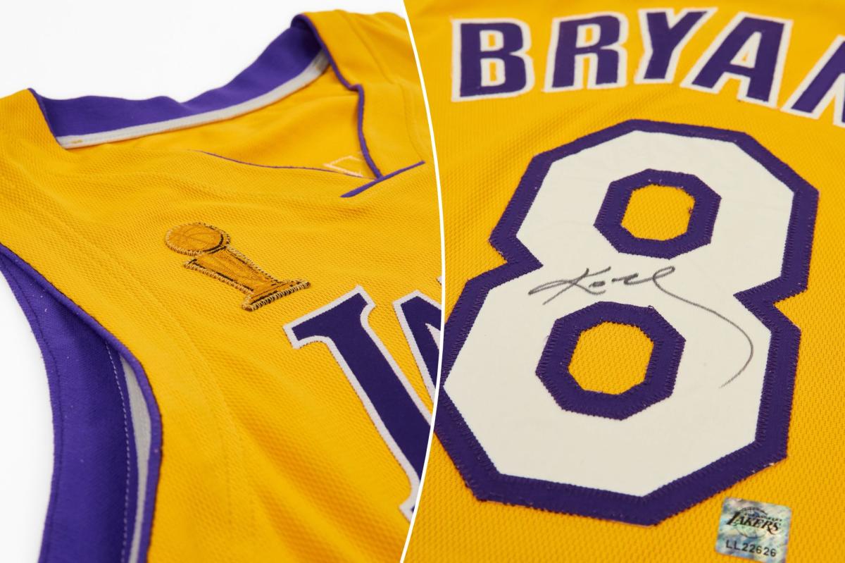 nypost's tweet photo. Rare Kobe Bryant jersey from birth of 'Black Mamba' era could fetch millions https://t.co/ARLqKNitib https://t.co/MxZI7qcAce
